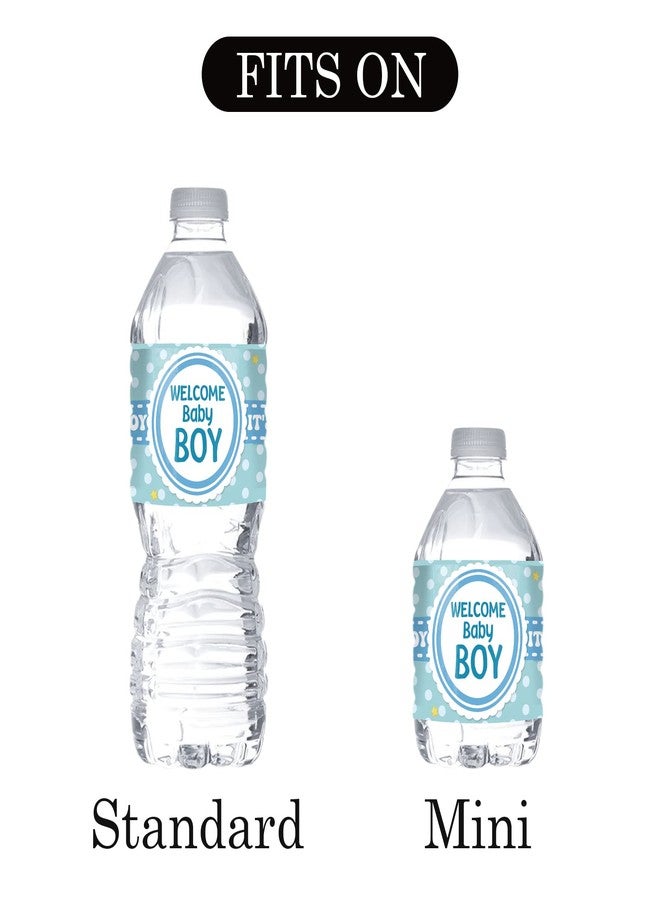 MonMon & Craft Welcome Baby Boy Water Bottle Stickers/Gender Reveal Bottle Wrappers/It's a Boy Water Labels Supplies/Baby Shower Decorations Blue (Set of 32) - Image 3